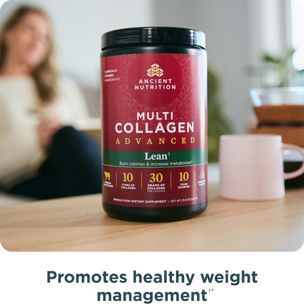 Ancient Nutrition Advanced Hydrolyzed Collagen Peptides Powder Protein Lean with Probiotics and Vitamin C, Cinnamon, for Women & Men, Supports Healthy Weight Management & Muscle Building, 25 Servings - Image 5