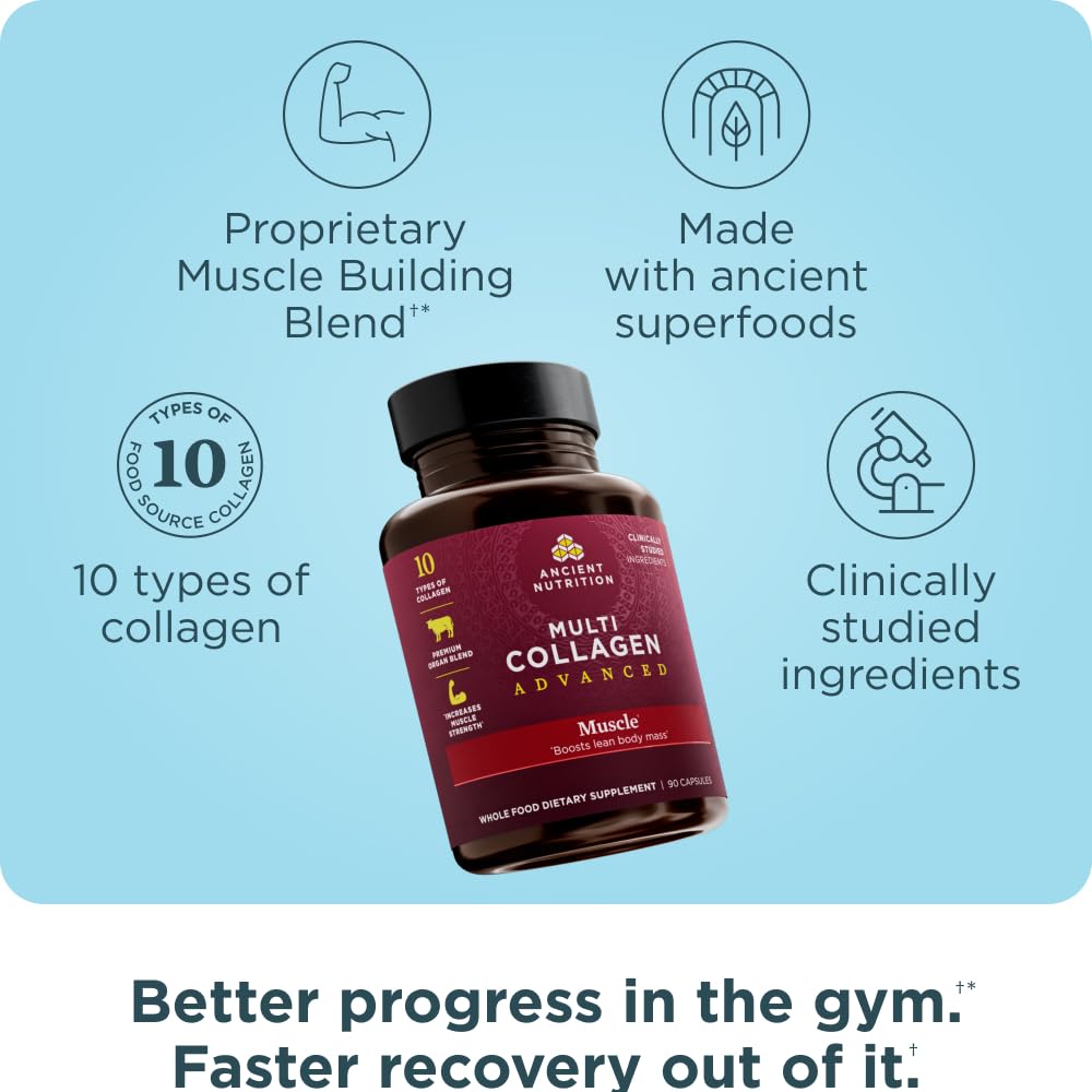 Ancient Nutrition Advanced Multi Collagen Protein Capsules Muscle, 90 Count - Image 3