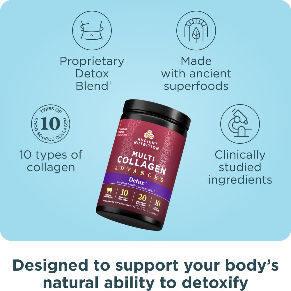 Ancient Nutrition Advanced Multi Collagen Protein Powder Cleanse & Detox, Unflavored, 36 Servings - Image 3