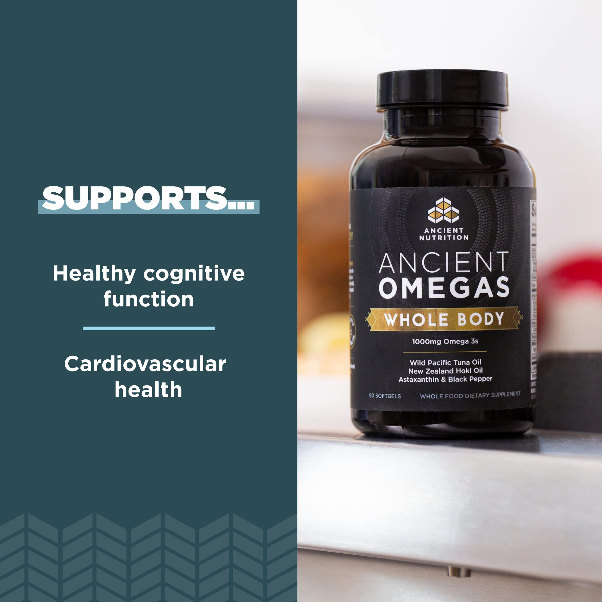 Ancient Nutrition Ancient Omegas Whole Body - ALA, DHA, EPA, from Wild Caught Fish - 90 Capsules - Image 3