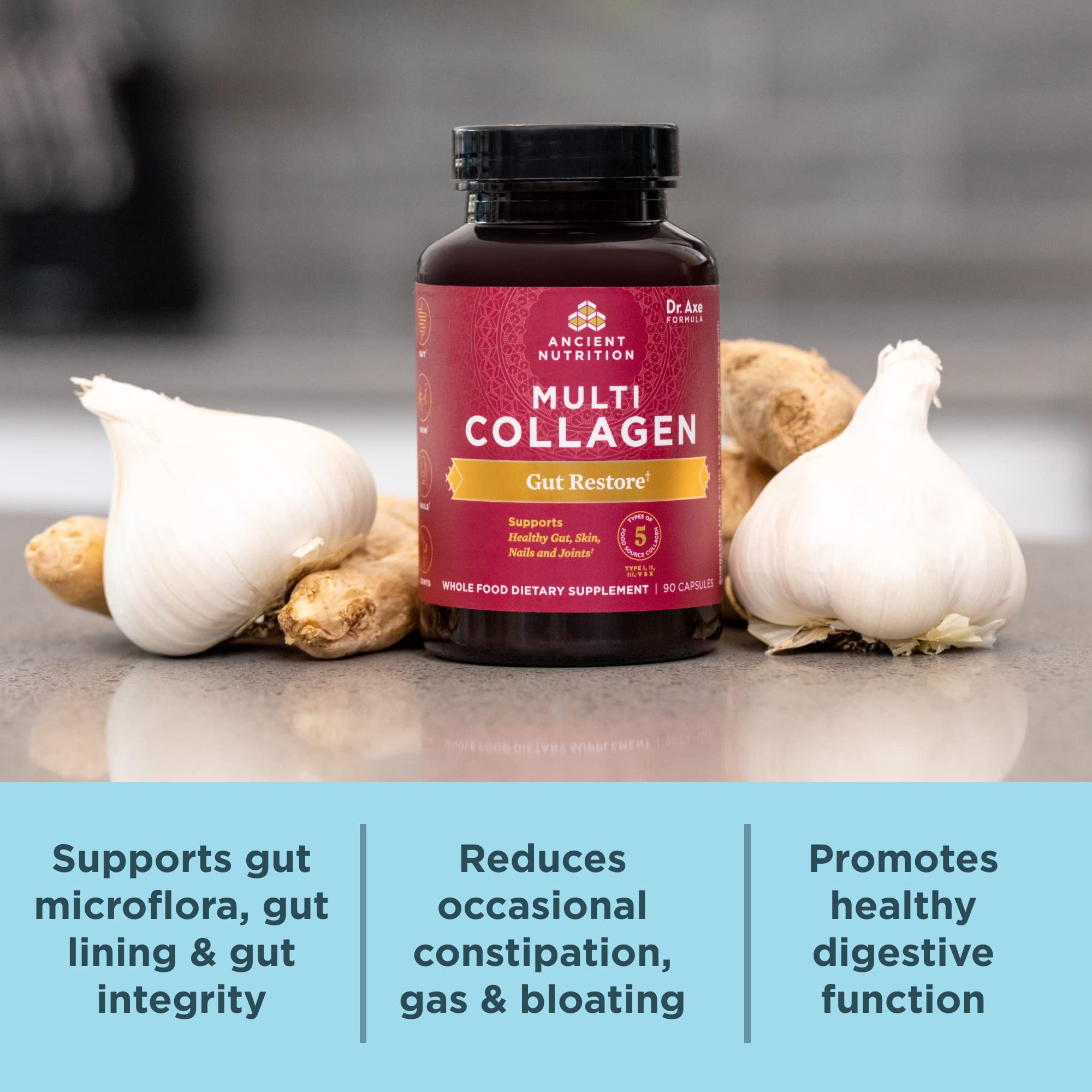 Ancient Nutrition Collagen Pills with Probiotics for Gut Health, Multi Collagen Capsules Gut Restore 90 Ct, Supports Gut, Joints, Hair & Nails, Gluten Free, Paleo and Keto Friendly - Image 4