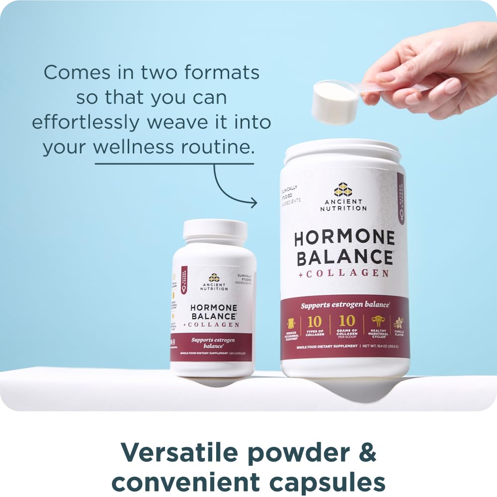 Ancient Nutrition Hormone Balance + Collagen Powder Supplement, Hydrolyzed Collagen Peptides, Key Clinically Validated Ingredient to Support Balanced Hormones and Boost Energy, Vanilla, 25 Servings - Image 5