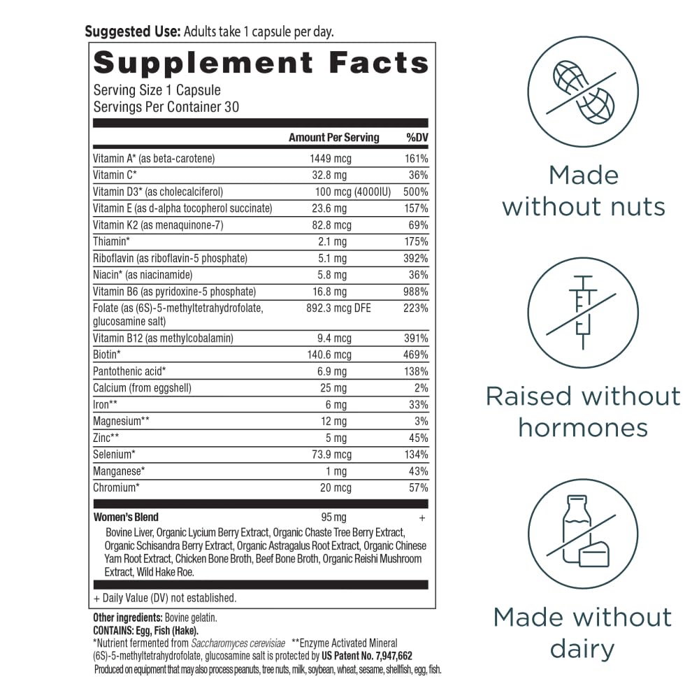 Ancient Nutrition Multivitamin for Women, Women's Once Daily Supplement, Methylated Vitamin B, C, K2, Magnesium, Folate & Iron, Supports Bone Health, 30ct - Image 3