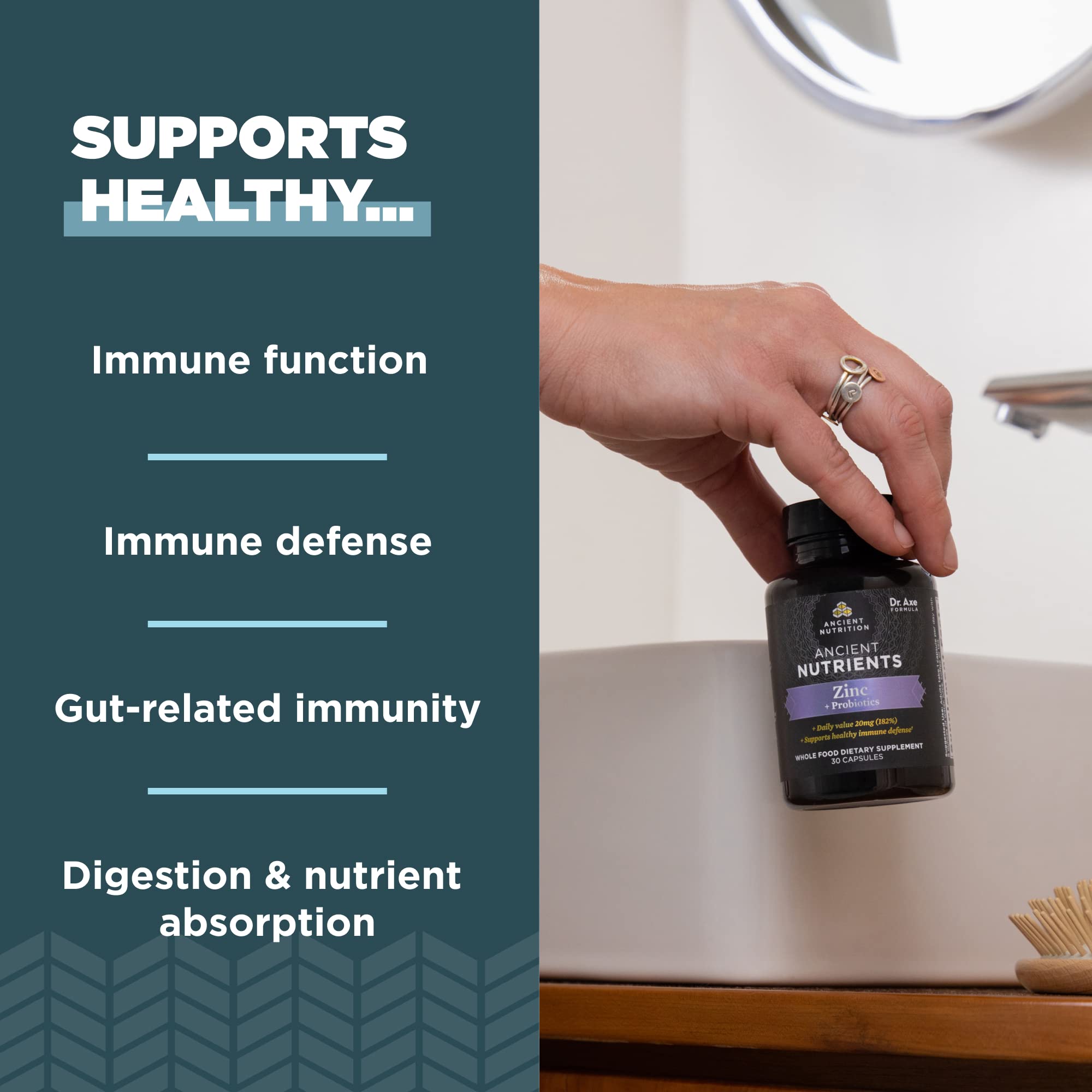 Ancient Nutrition Probiotics and Zinc Supplement, Supports Healthy Immune System and Gut Health, Made Without GMOs, Superfoods Supplement, Paleo and Keto Friendly, 30 Count - Image 3
