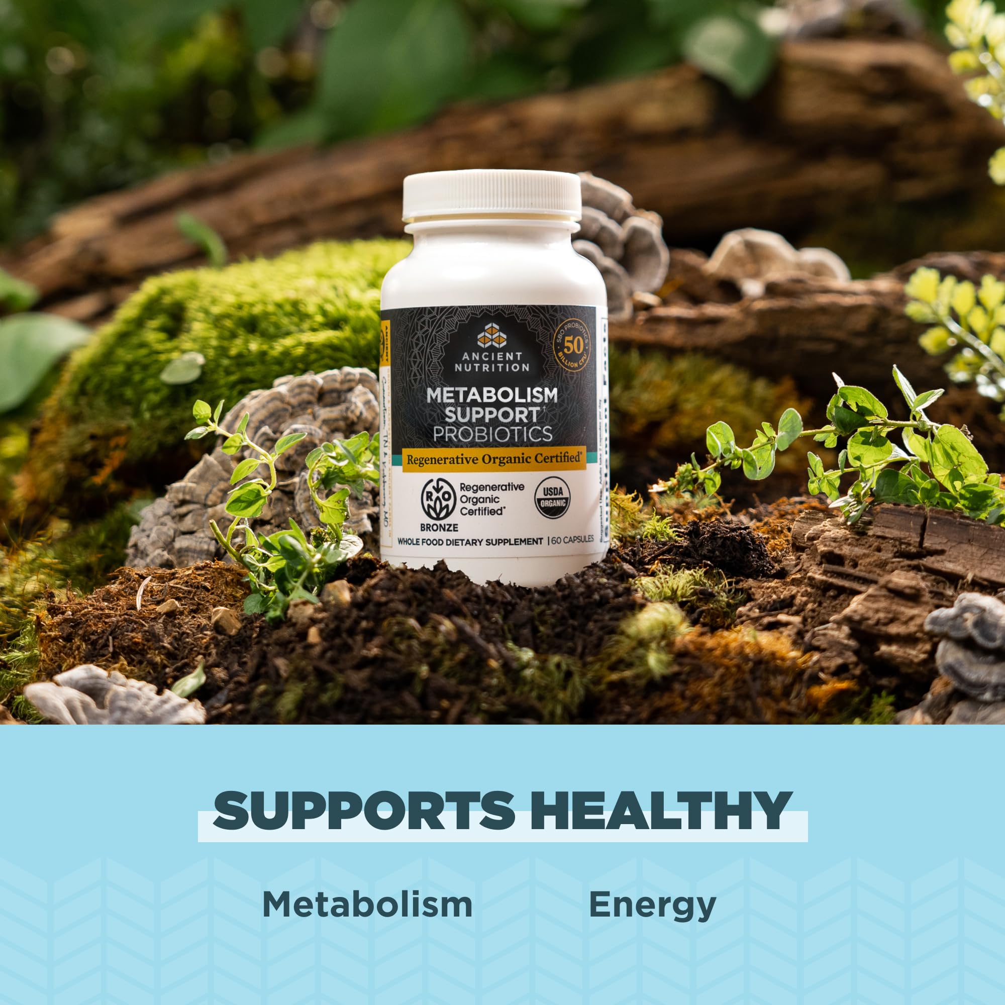 Ancient Nutrition Regenerative Organic Certified Probiotics for Metabolism Support, Healthy Digestion and Immune System Function Support, 50 Billion CFUs* Per Serving, 60 Count - Image 4